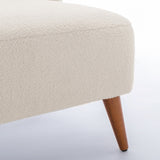 Boucle Accent Chair with Wing Back and Wood Legs