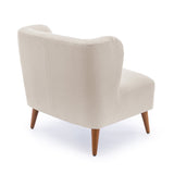 Boucle Accent Chair with Wing Back and Wood Legs