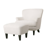 Boucle Fabric Upholstered Accent Chair with Ottoman