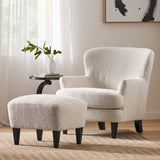 Boucle Fabric Upholstered Accent Chair with Ottoman