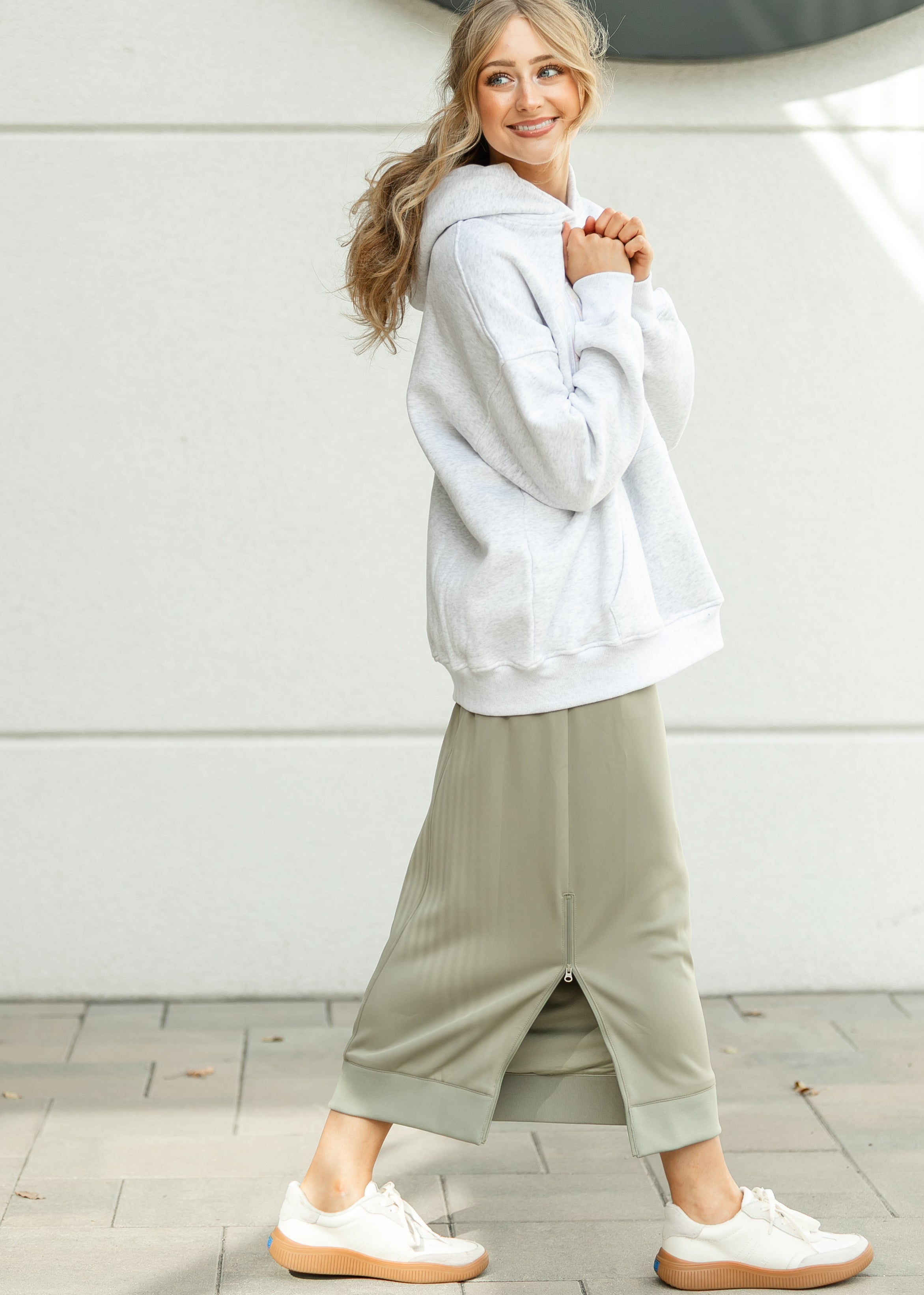 Bradi Side Zipper Athletic Maxi Skirt
