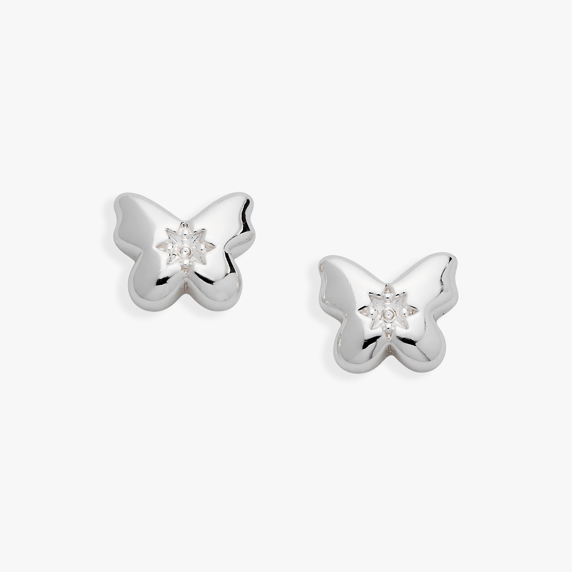 Puffy Butterfly Crystal Stud Earrings