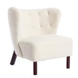 Button Tufted Upholstered Armless Chair with Wing Back and Wooden Legs