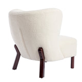 Button Tufted Upholstered Armless Chair with Wing Back and Wooden Legs