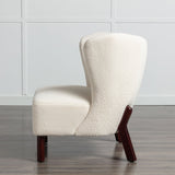 Button Tufted Upholstered Armless Chair with Wing Back and Wooden Legs