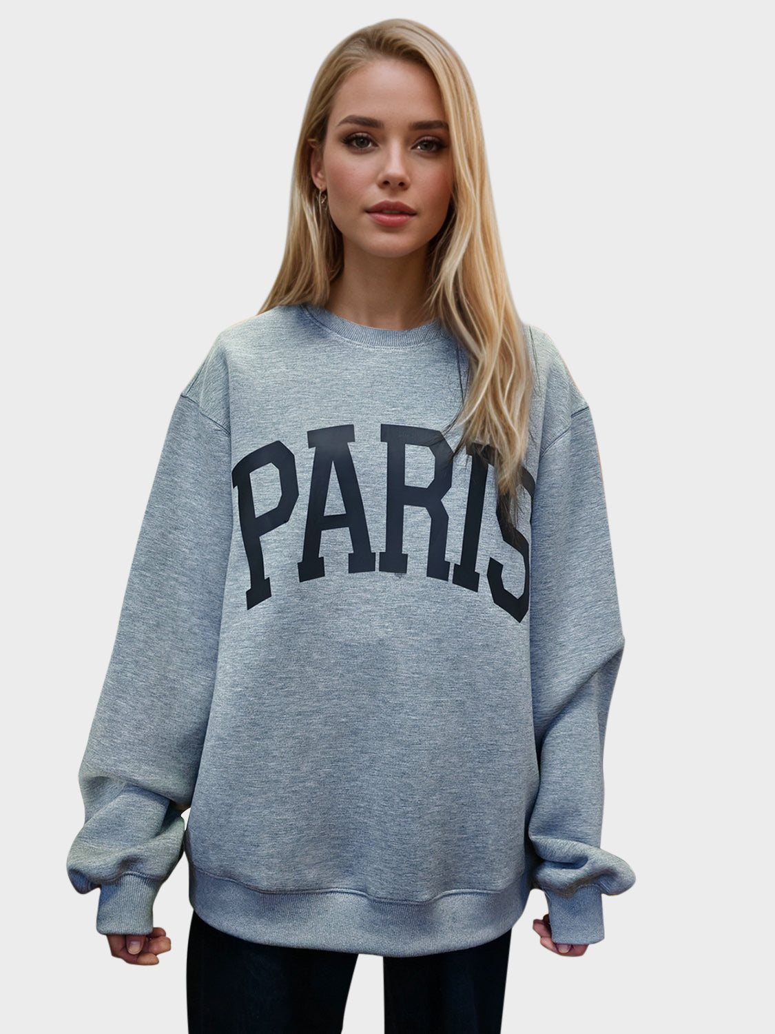 Basic Bae Paris Round Neck Long Sleeve Air Scuba Sweatshirt