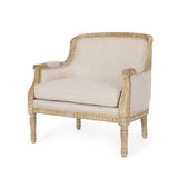 Becoming Upholstered Club Chair with Turned Leg and Carved Design