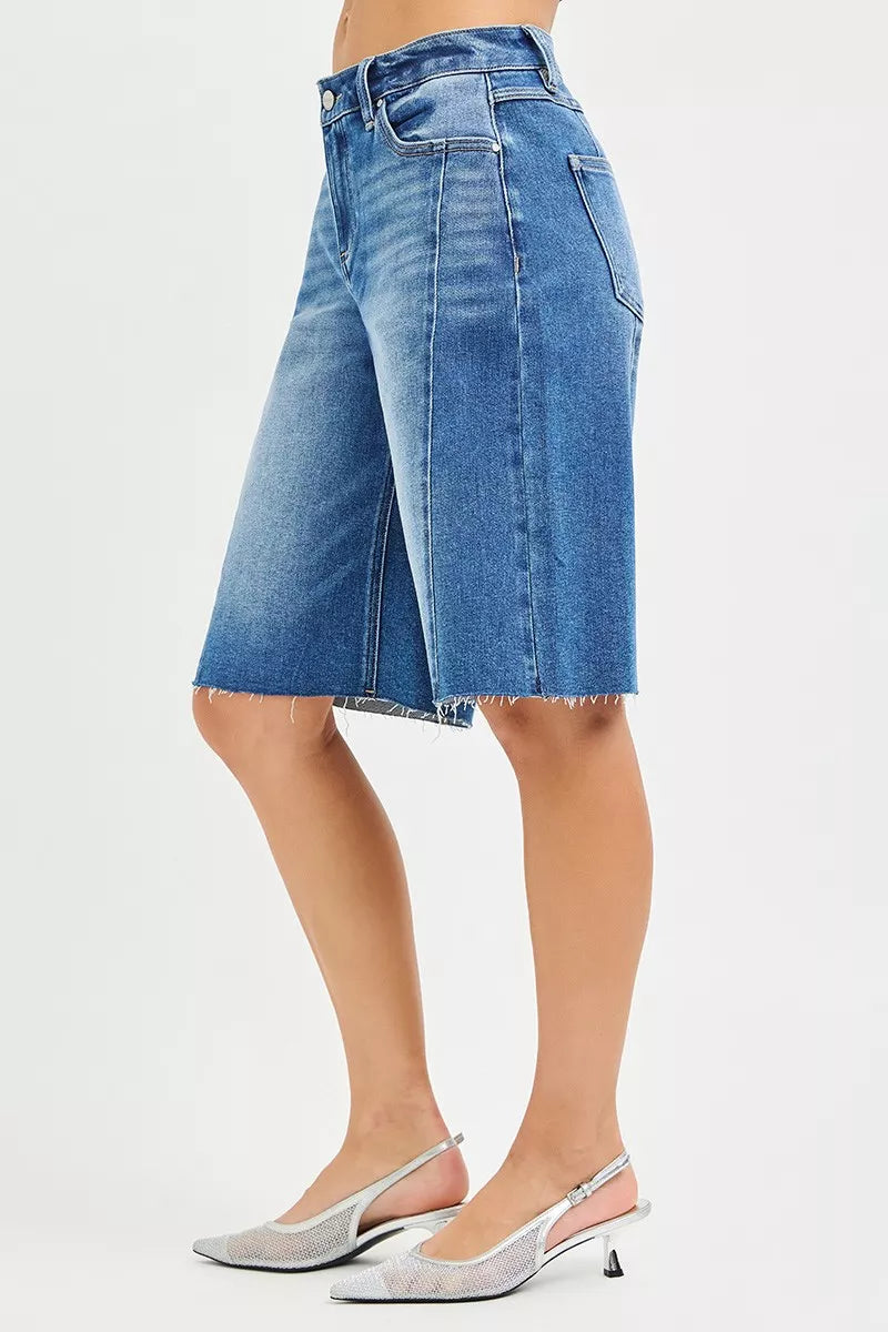 Risen Raw Hem Slouchy Seamed Jorts