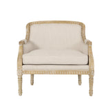 Becoming Upholstered Club Chair with Turned Leg and Carved Design