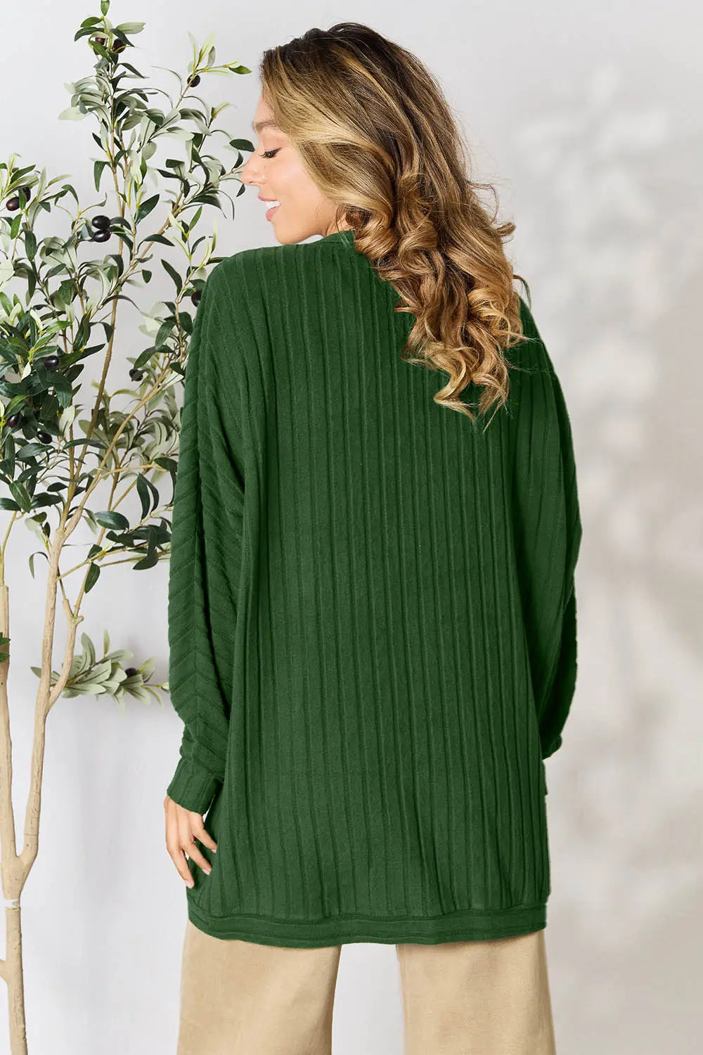Basic Bae Full Size Ribbed Cocoon Cardigan | Includes Plus Size