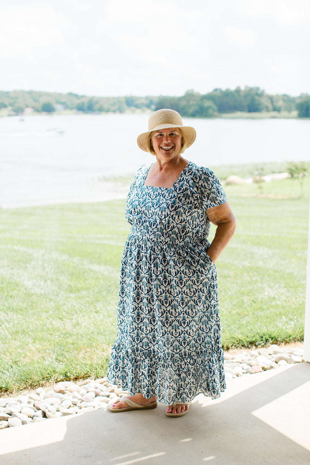 The Allison Dress In Navy Trellis | Includes Plus Size