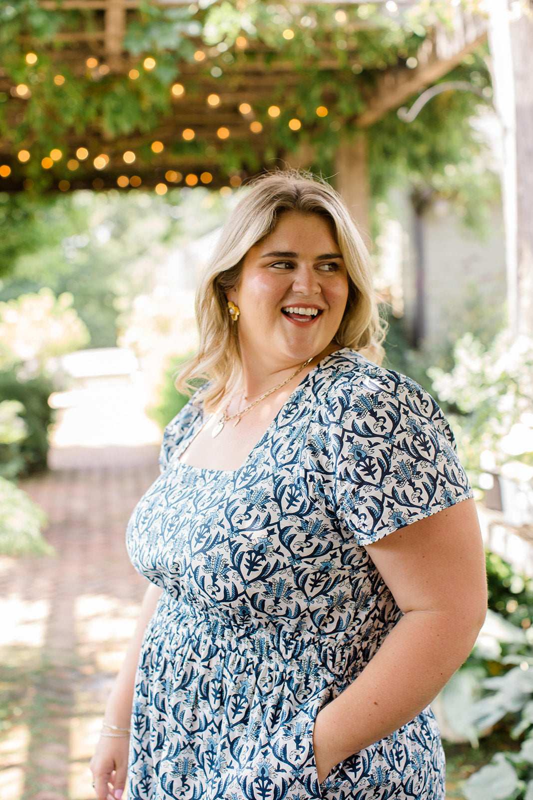 The Allison Dress In Navy Trellis | Includes Plus Size