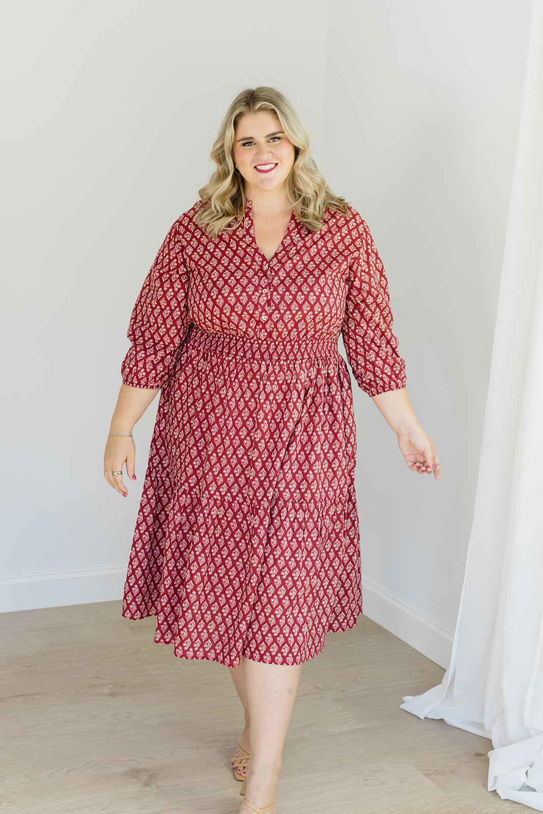 The Francesca Midi Dress In Spiced Merlot | Includes Plus Size