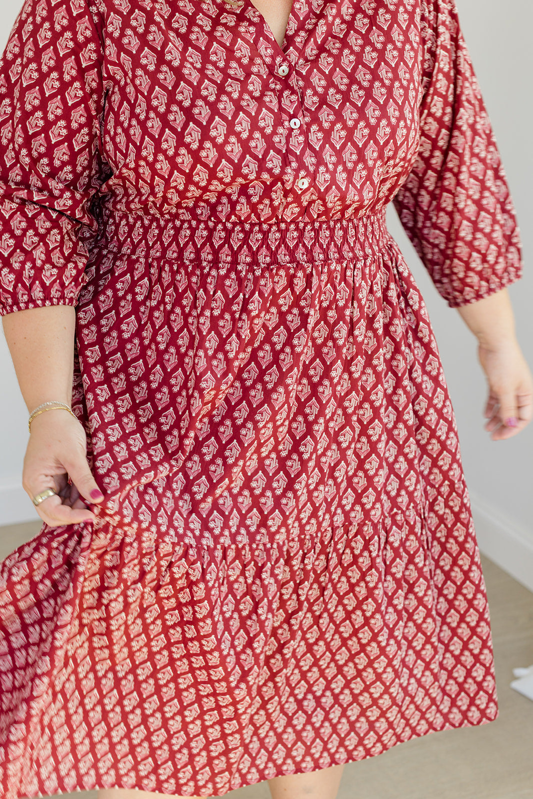 The Francesca Midi Dress In Spiced Merlot | Includes Plus Size