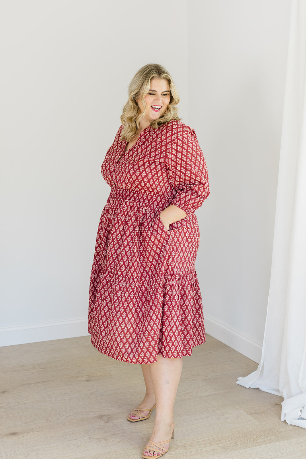 The Francesca Midi Dress In Spiced Merlot | Includes Plus Size