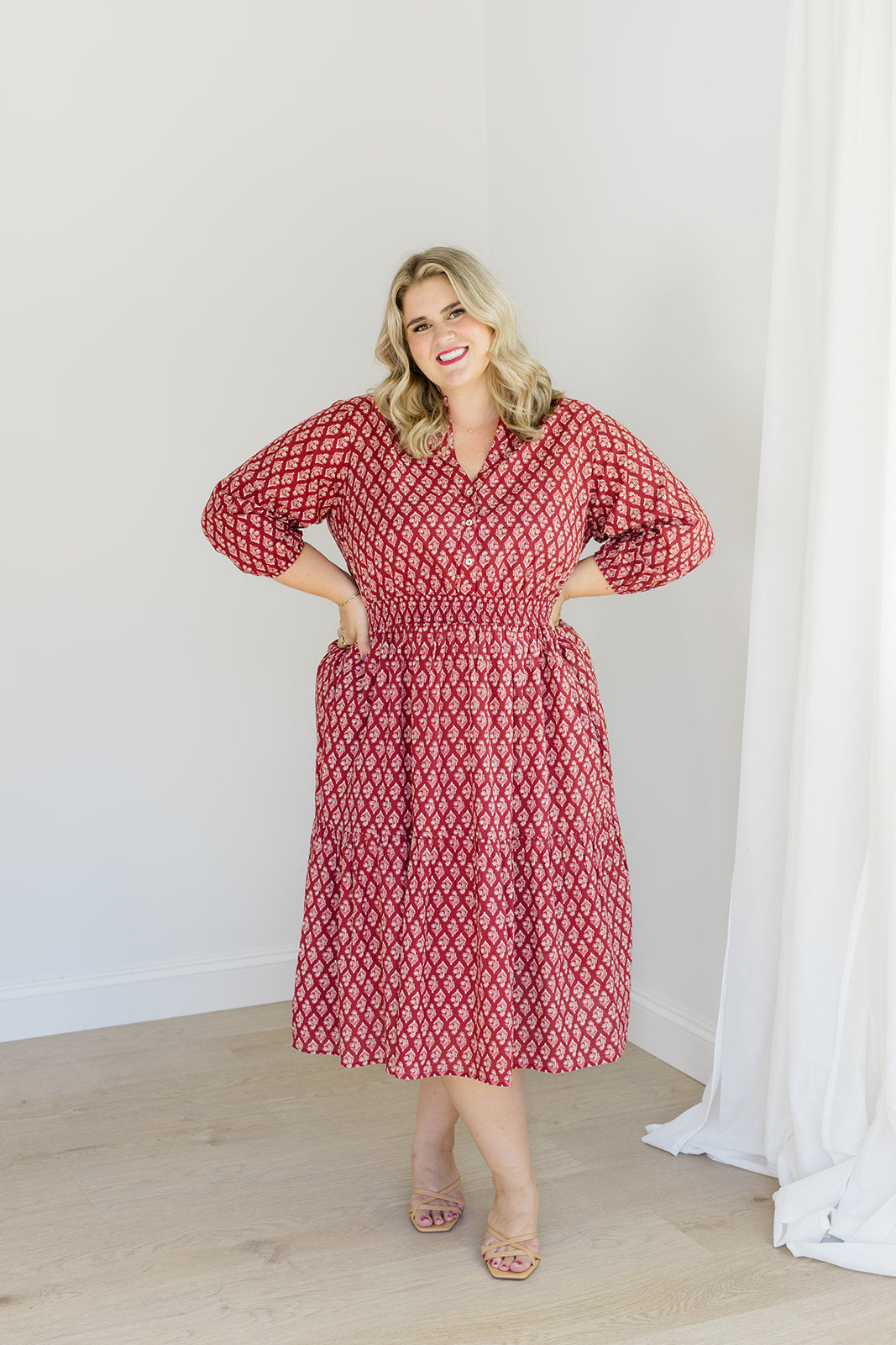 The Francesca Midi Dress In Spiced Merlot | Includes Plus Size