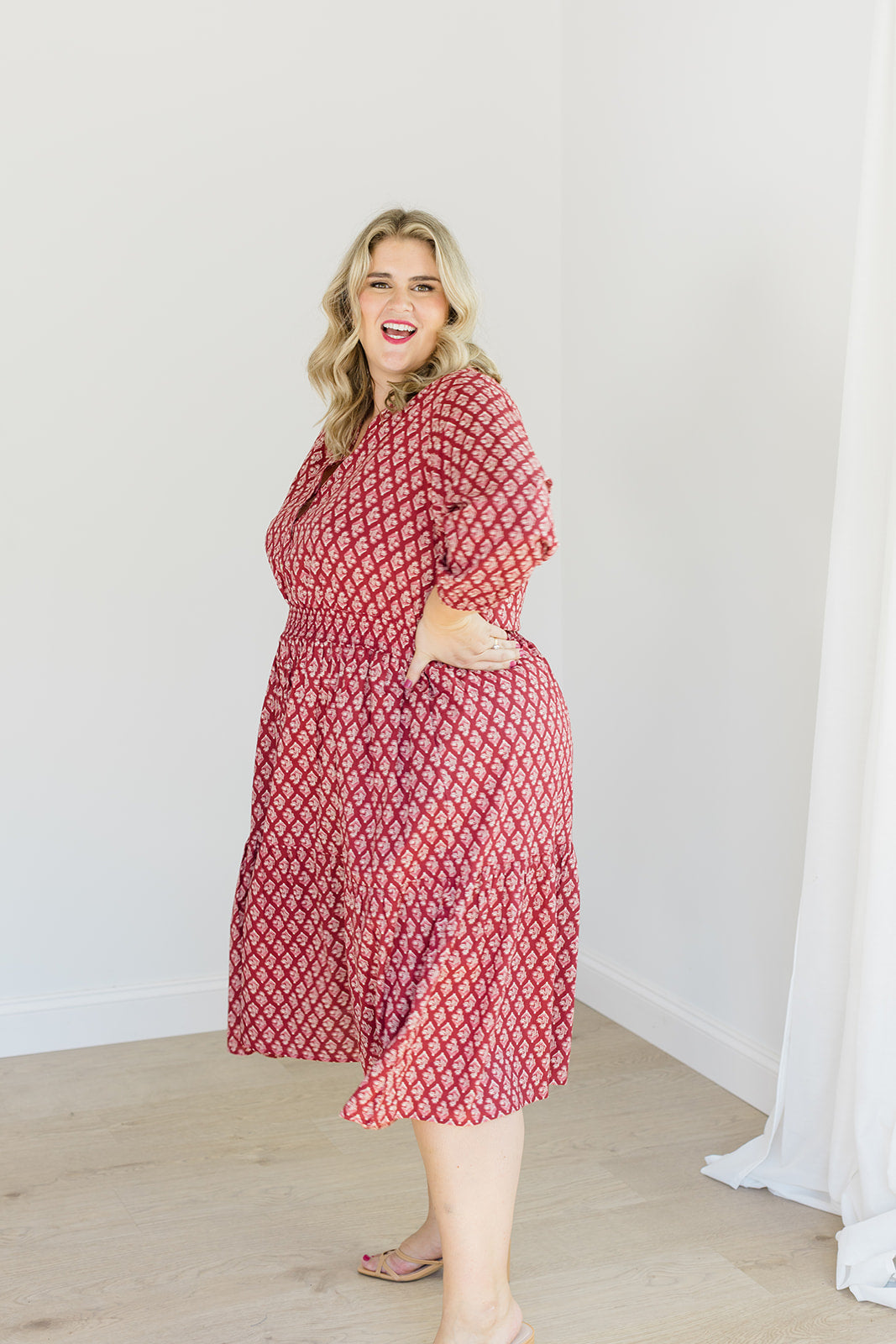 The Francesca Midi Dress In Spiced Merlot | Includes Plus Size