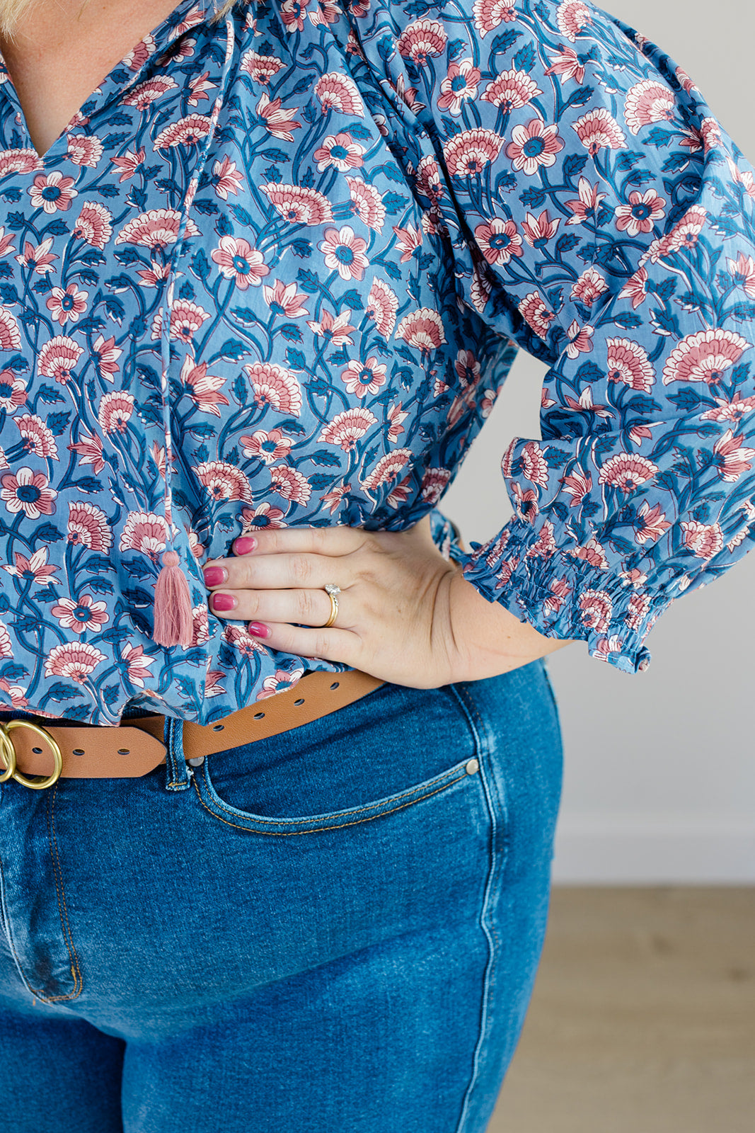 The Jess Top In Indigo Bloom | Includes Plus Size