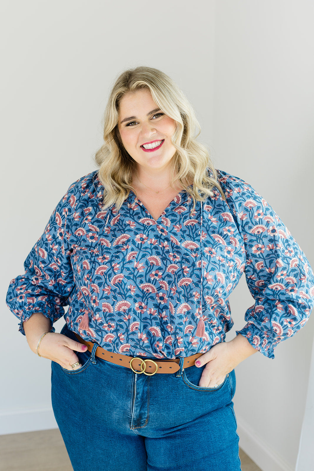 The Jess Top In Indigo Bloom | Includes Plus Size