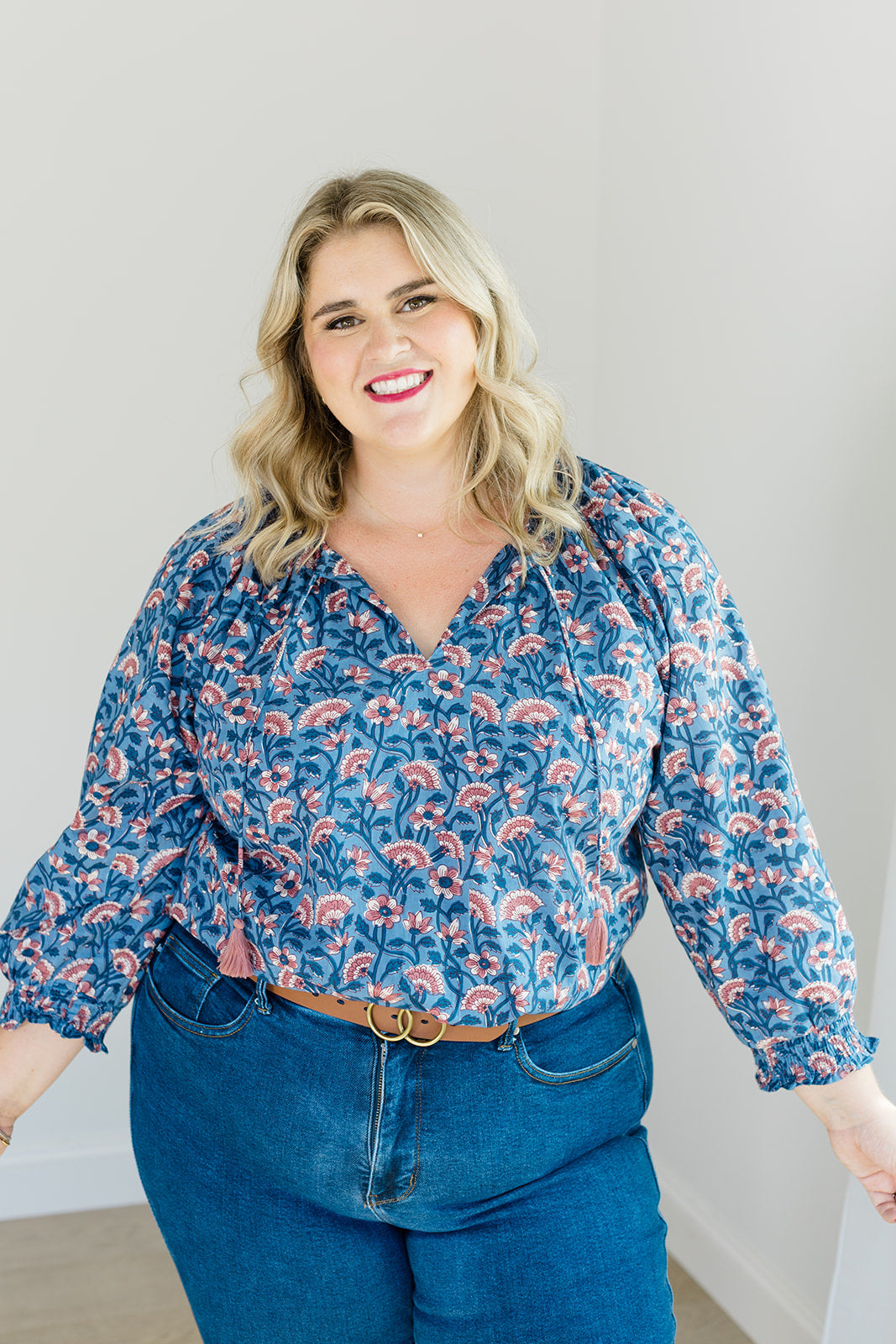 The Jess Top In Indigo Bloom | Includes Plus Size