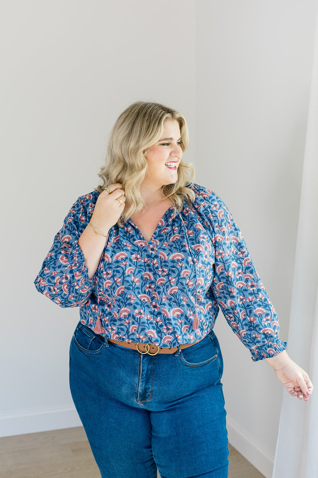 The Jess Top In Indigo Bloom | Includes Plus Size