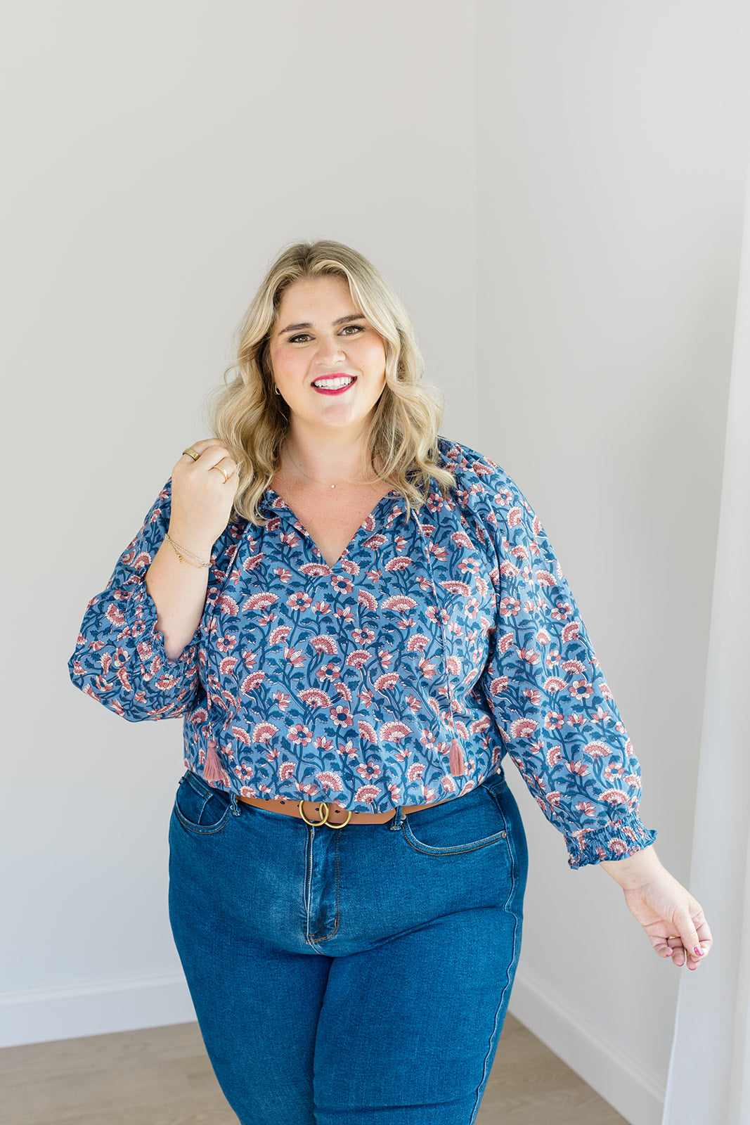 The Jess Top In Indigo Bloom | Includes Plus Size