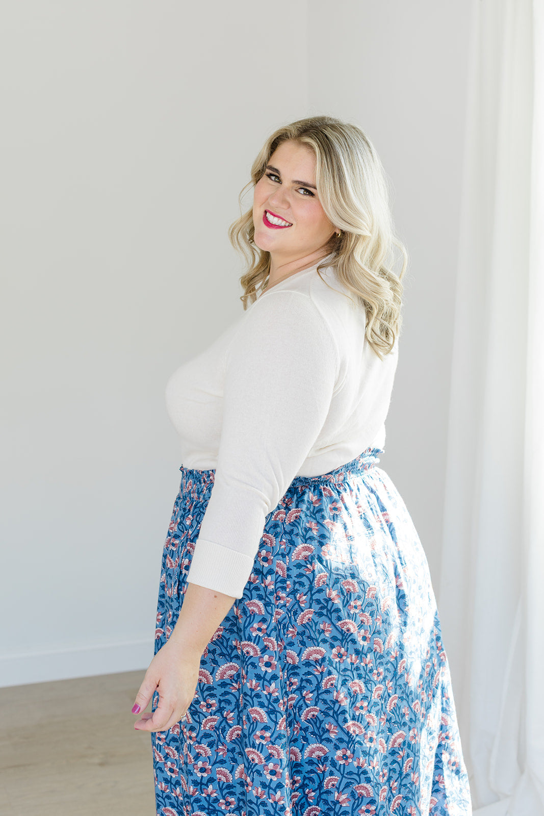 The Melissa Skirt In Indigo Bloom | Includes Plus Size