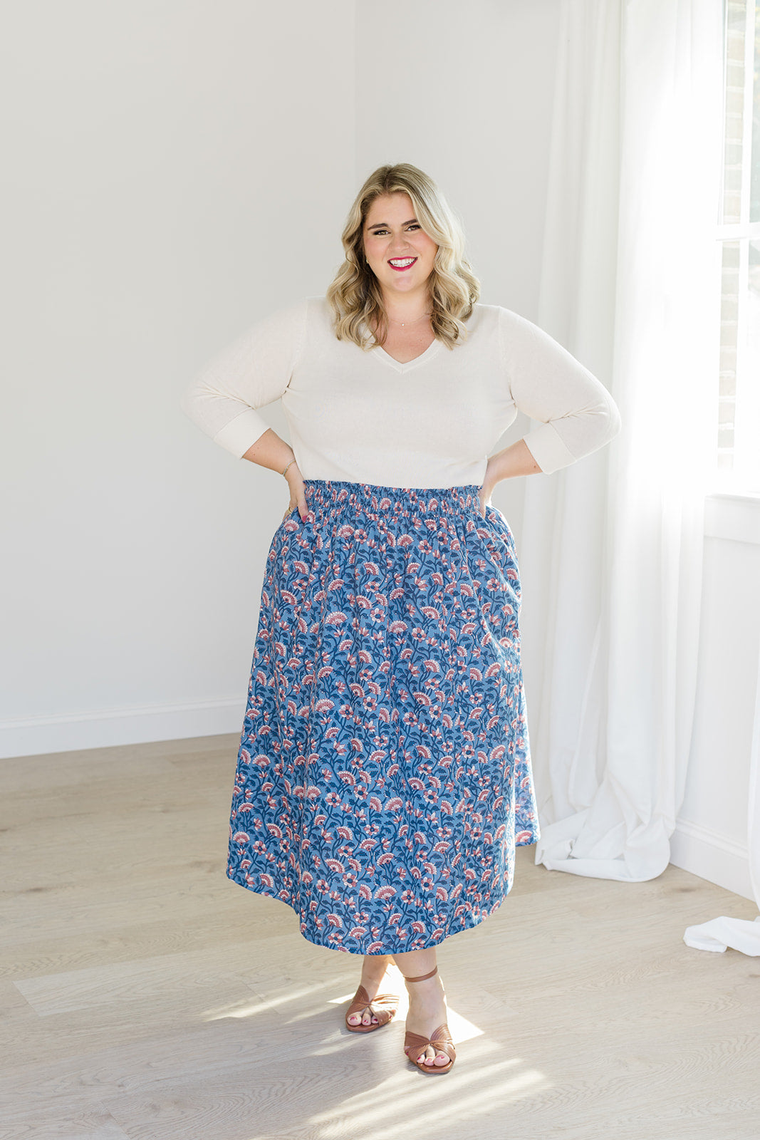 The Melissa Skirt In Indigo Bloom | Includes Plus Size