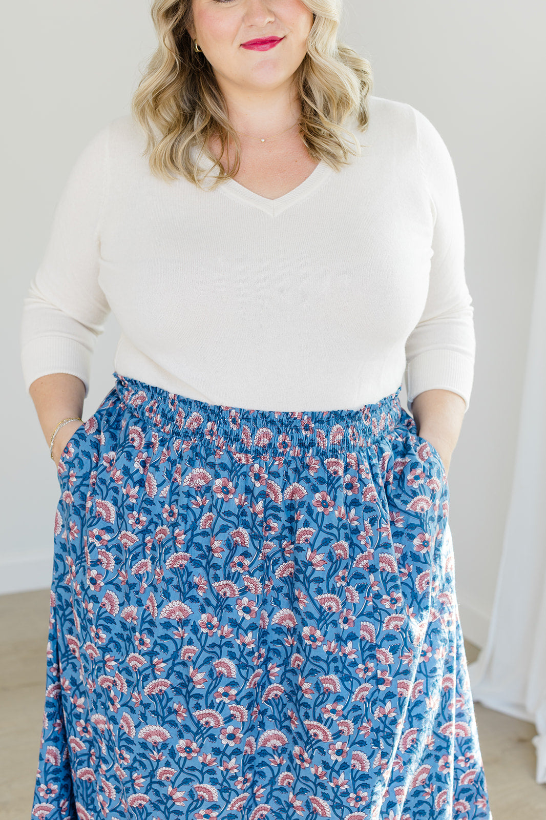 The Melissa Skirt In Indigo Bloom | Includes Plus Size