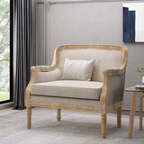 Becoming Upholstered Club Chair with Turned Leg and Carved Design