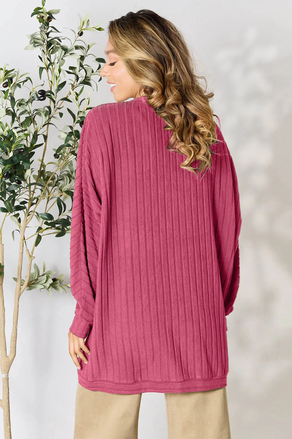 Basic Bae Full Size Ribbed Cocoon Cardigan | Includes Plus Size
