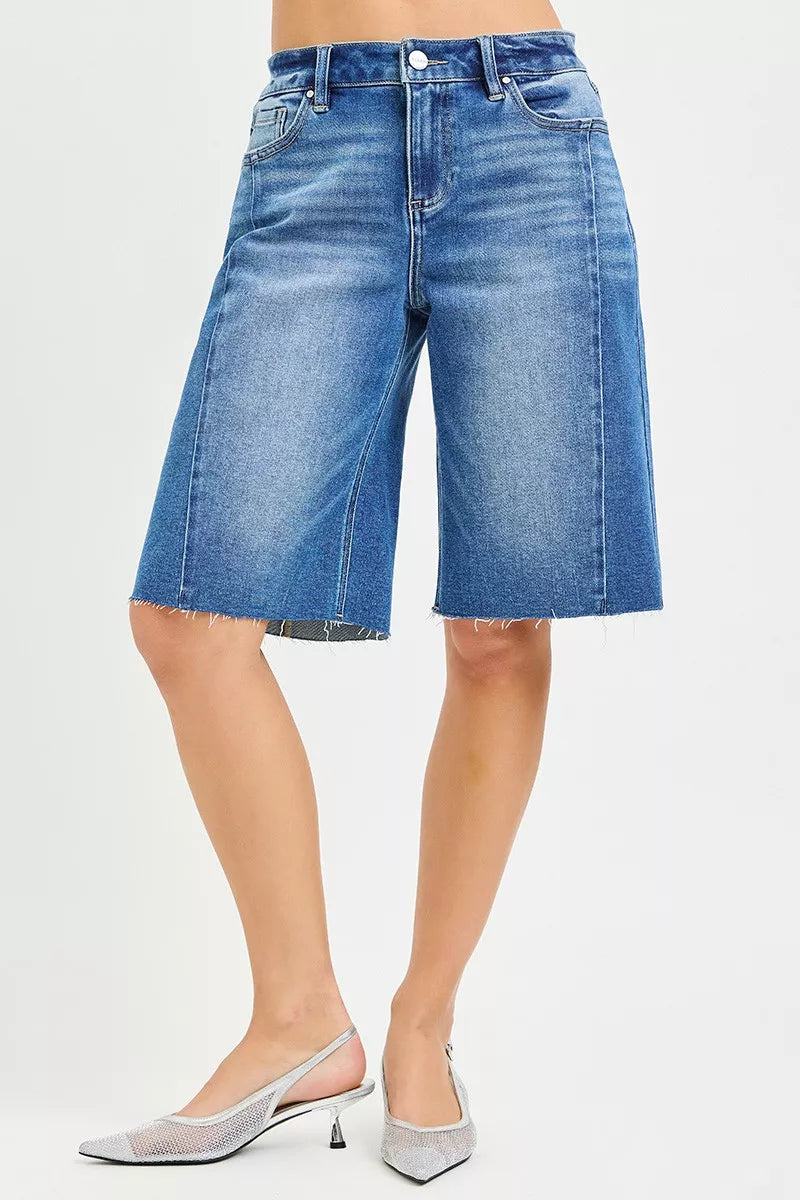Risen Raw Hem Slouchy Seamed Jorts