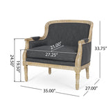 Becoming Upholstered Club Chair with Turned Leg and Carved Design