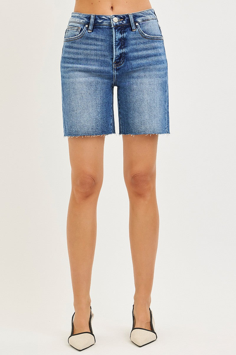 Risen Tummy Control High Rise Raw Cut Hem Jhorts