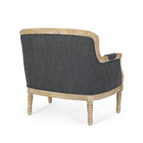 Becoming Upholstered Club Chair with Turned Leg and Carved Design