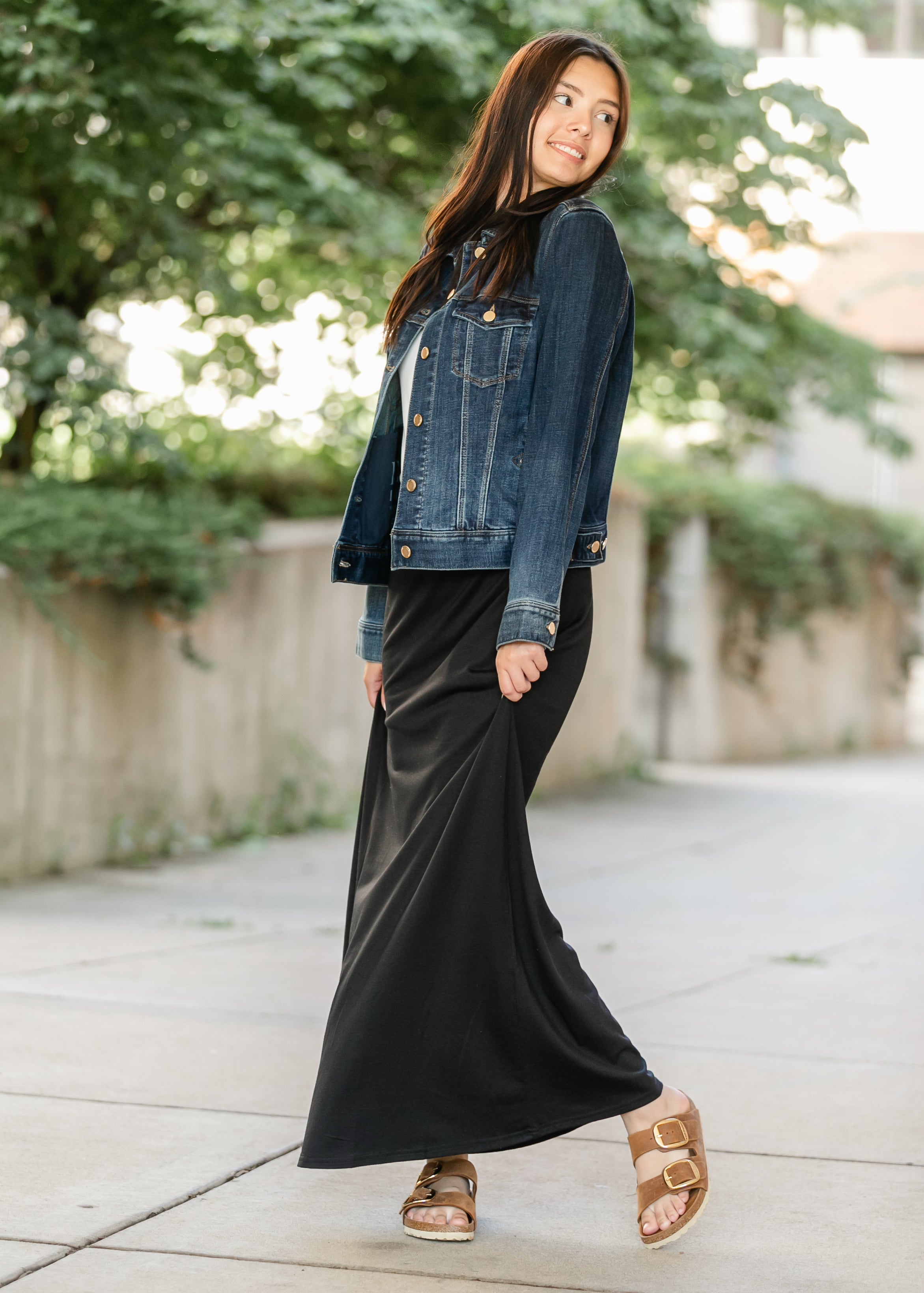 Clarise Black Premium Knit Maxi Skirt
