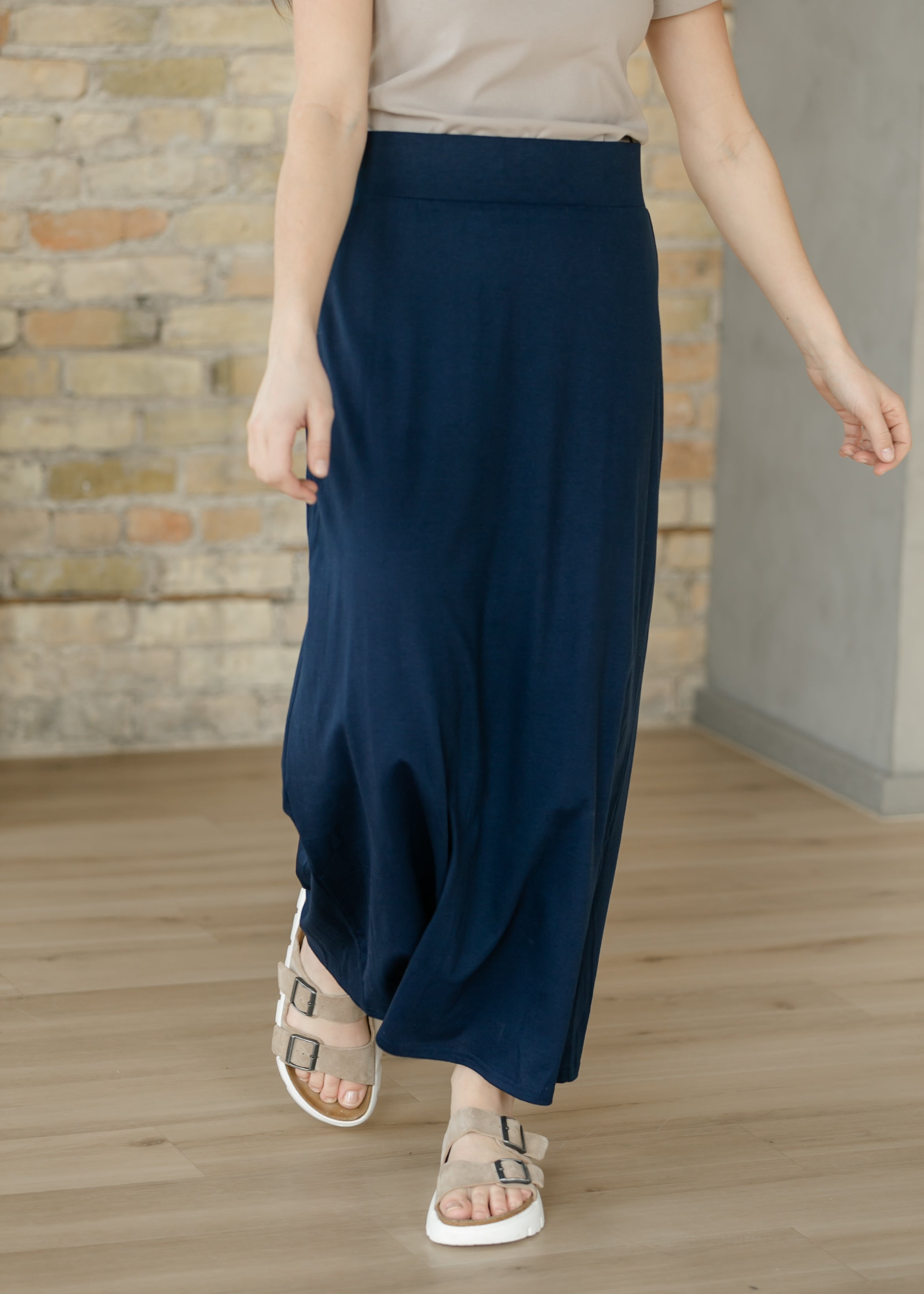 Clarise Navy Premium Knit Maxi Skirt