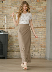 Clarise Taupe Premium Knit Maxi Skirt