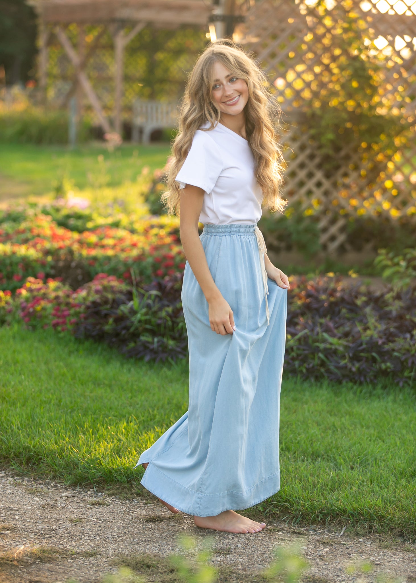 Cleo Chambray Tie Maxi Skirt