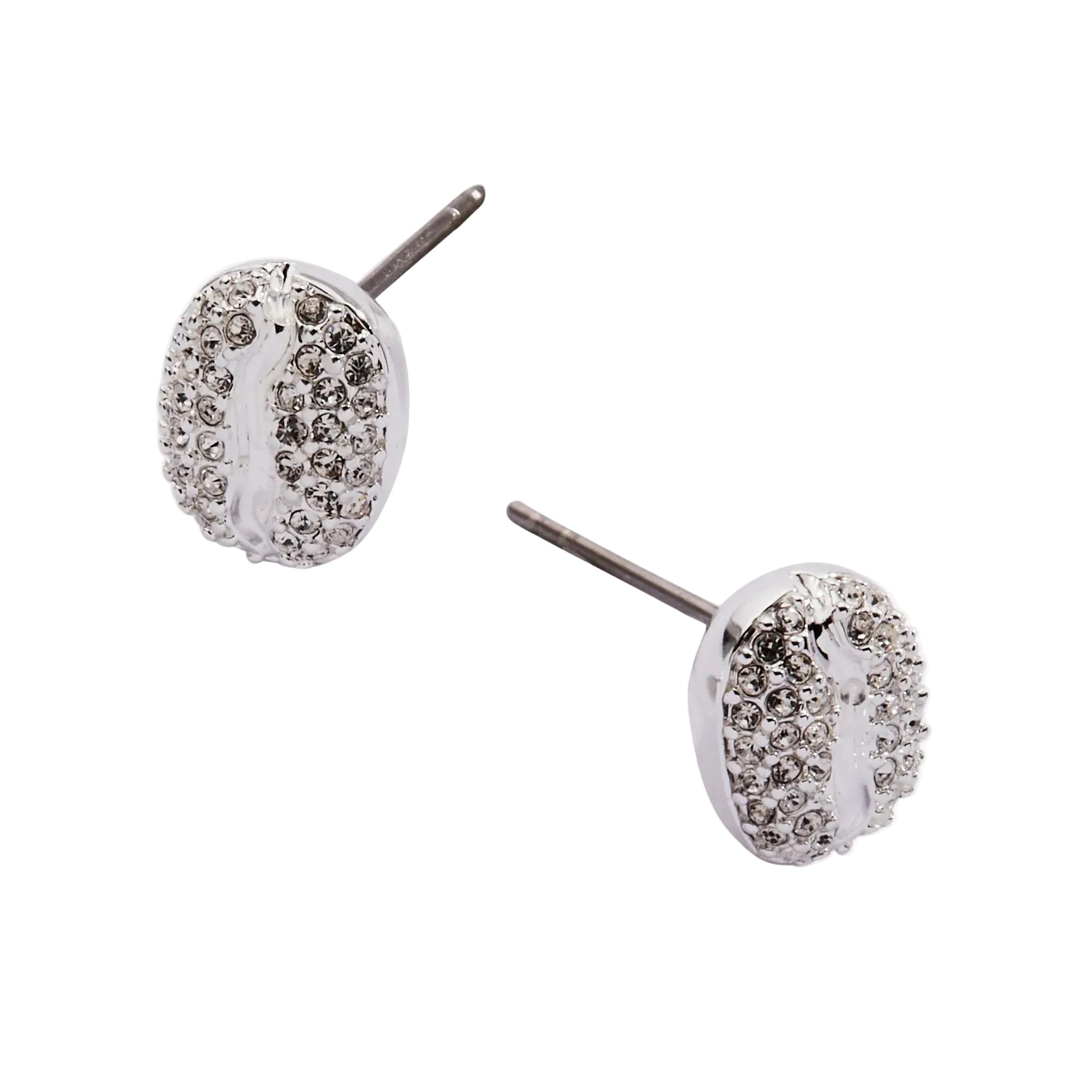 Coffee Bean Pave Crystal Stud Earrings