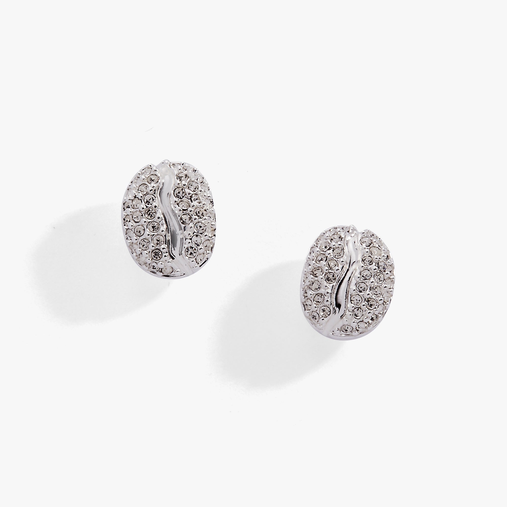 Coffee Bean Pave Crystal Stud Earrings