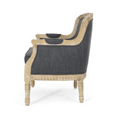 Becoming Upholstered Club Chair with Turned Leg and Carved Design