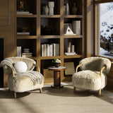 33" Upholstered Armchair with Solid Oak Frame and Ergonomic Design