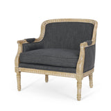Becoming Upholstered Club Chair with Turned Leg and Carved Design