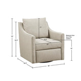 Upholstered Swivel Chair with Sloped Arms and Back Pillow