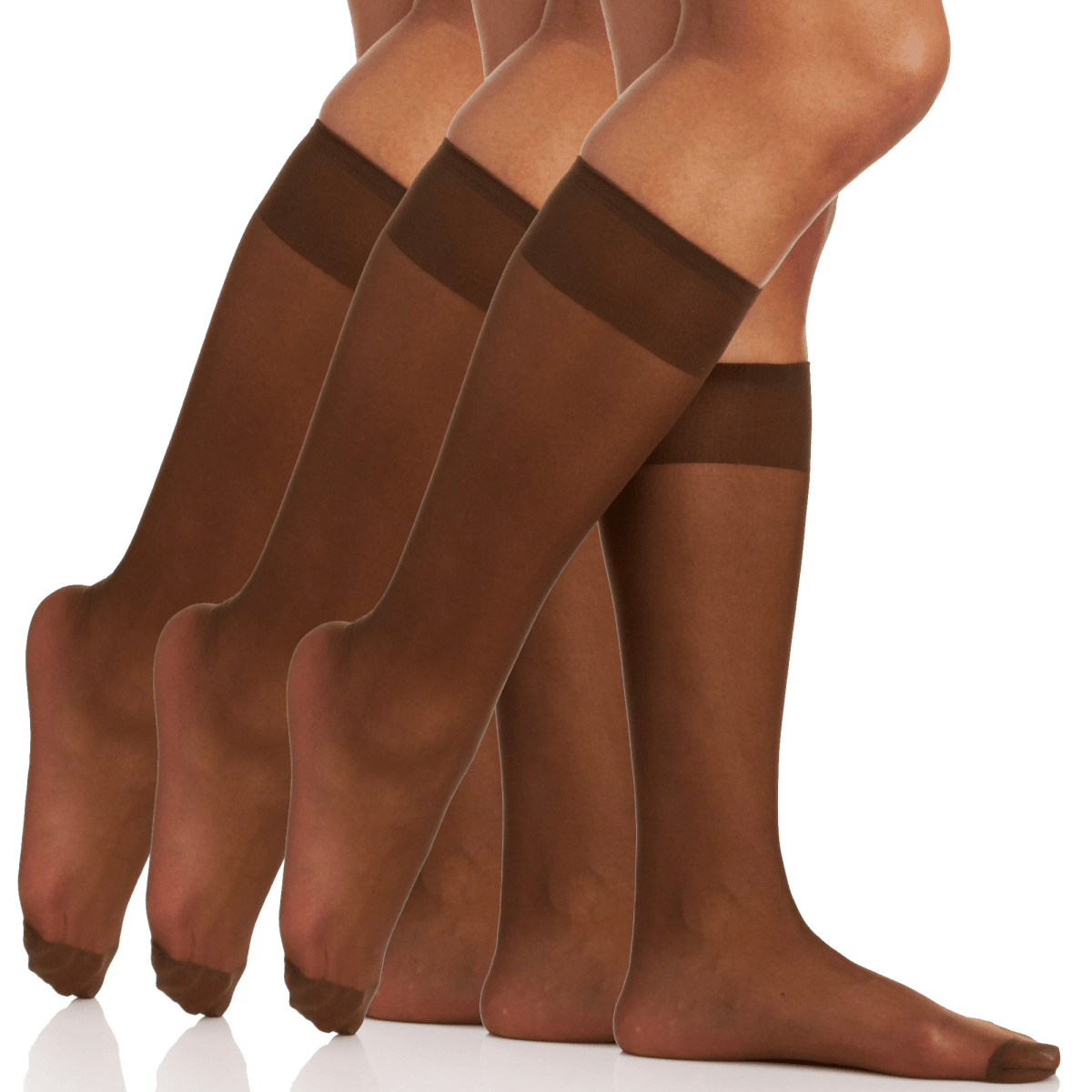 3 Pair Pack All Day Sheer Knee High With Reinforced Toe