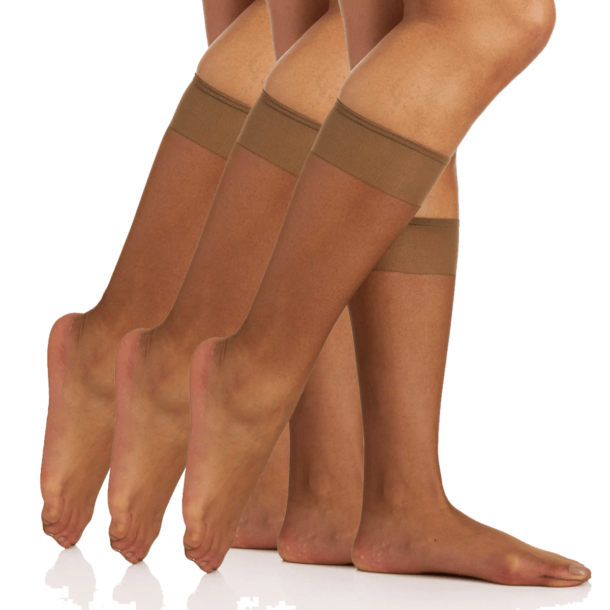 3 Pair Pack Ultra Sheer Knee High With Sandalfoot Toe