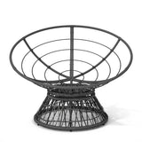 Papasan Wicker Chair with Fabric Cushion and 360 Degree Swivel