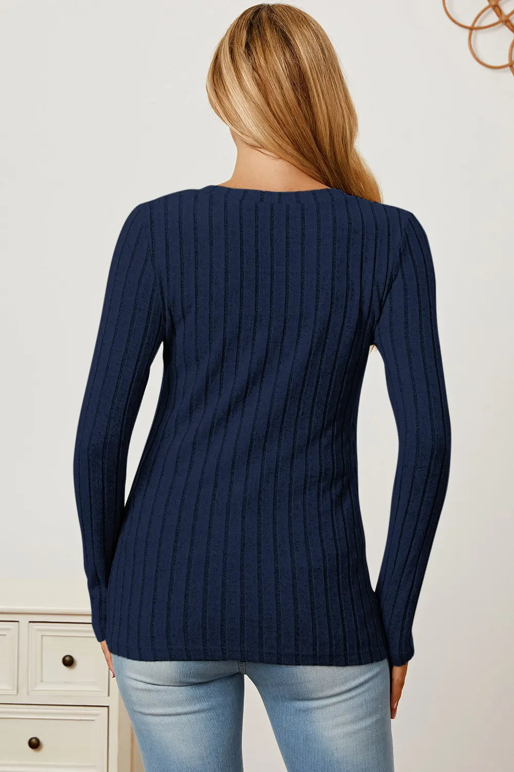 Basic Bae Full Size Ribbed V-neck Long Sleeve Knit Top | Includes Plus Size