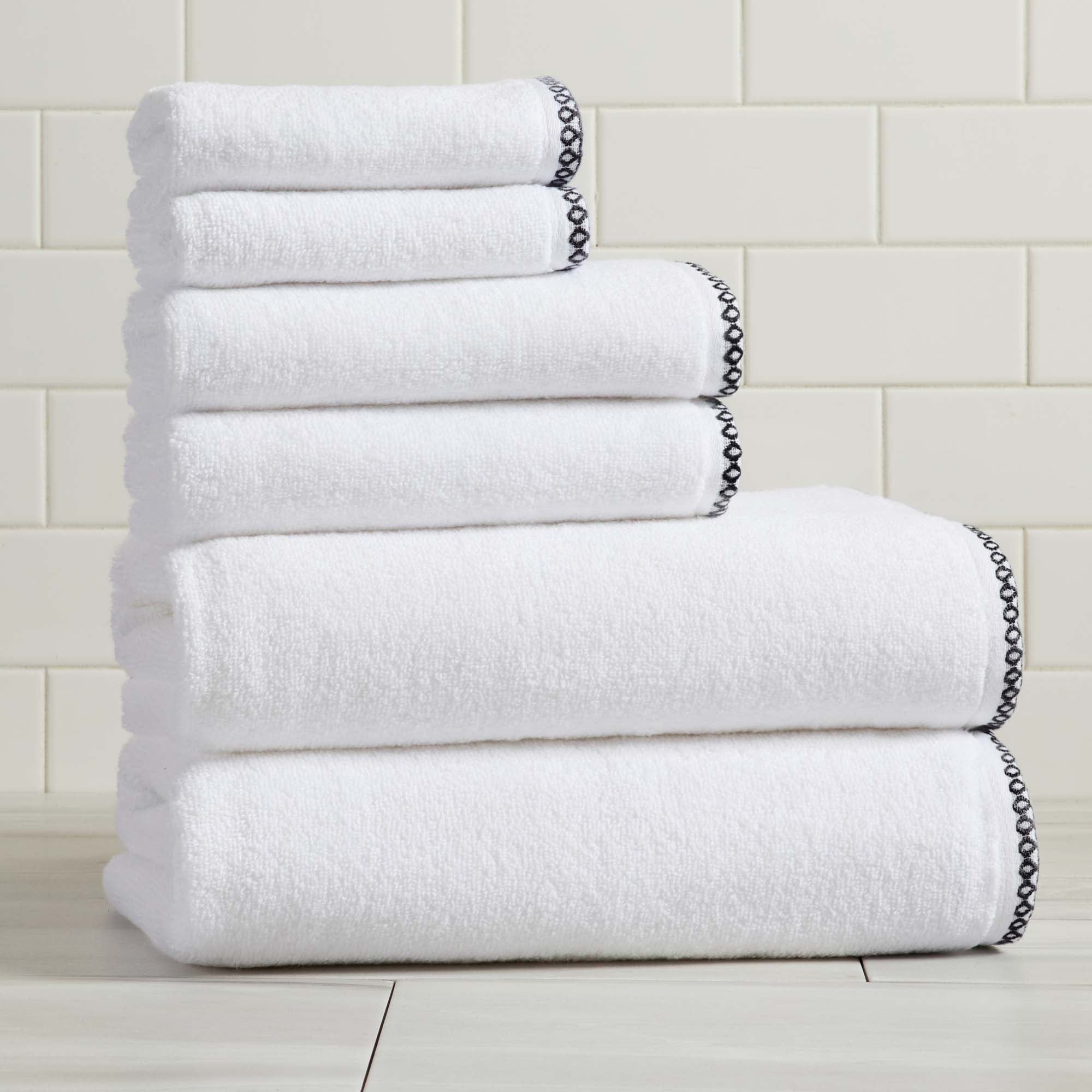 Cotton Border-stitched 6-piece Towel Set - Valery Collection